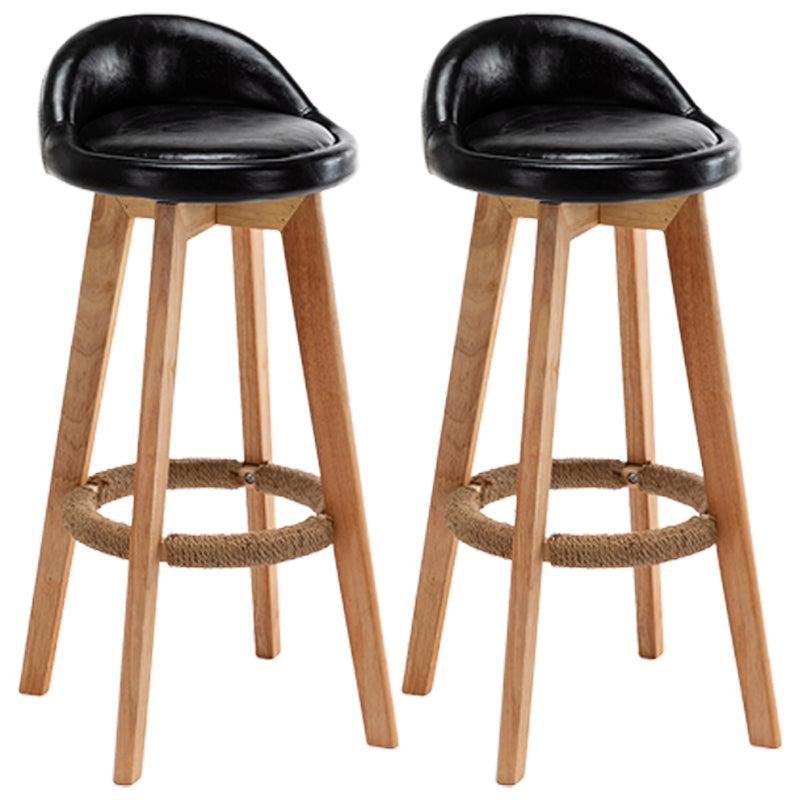 Nordic Wood Swivel Barstool Low Back Indoor Tall Stool with Upholstered Black 2 Piece Set Clearhalo 'Bar Furniture' 'Bar Stools' 'bar_stools' 'furn' 'furn_bar_stools' 'furniture_bar_stools' 'Kitchen & Dining Furniture' 'kitchen&dining_furn' 'kitchen' 'kitchen_furn' Furniture' 4289957