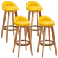 Nordic Wood Swivel Barstool Low Back Indoor Tall Stool with Upholstered Yellow 4 Piece Set Clearhalo 'Bar Furniture' 'Bar Stools' 'bar_stools' 'furn' 'furn_bar_stools' 'furniture_bar_stools' 'Kitchen & Dining Furniture' 'kitchen&dining_furn' 'kitchen' 'kitchen_furn' Furniture' 4289958