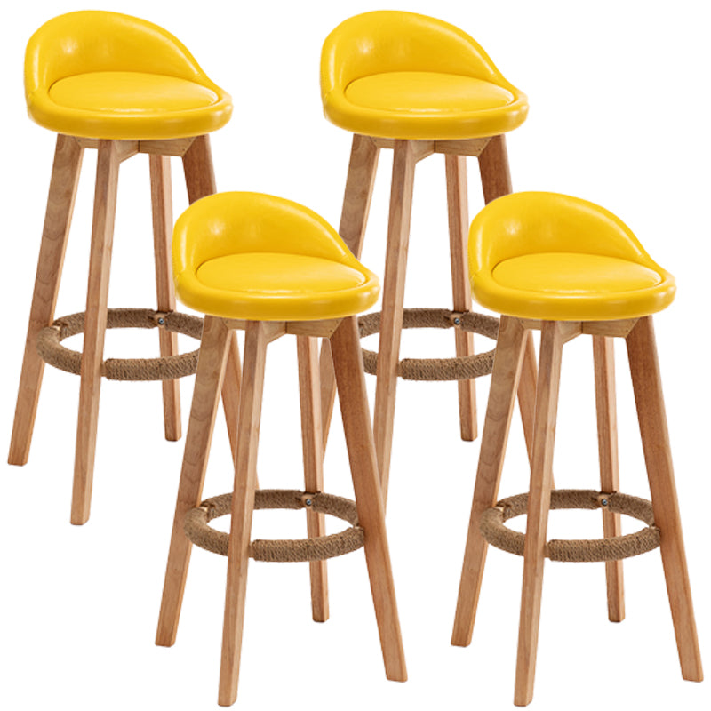 Nordic Wood Swivel Barstool Low Back Indoor Tall Stool with Upholstered Yellow 4 Piece Set Clearhalo 'Bar Furniture' 'Bar Stools' 'bar_stools' 'furn' 'furn_bar_stools' 'furniture_bar_stools' 'Kitchen & Dining Furniture' 'kitchen&dining_furn' 'kitchen' 'kitchen_furn' Furniture' 4289958