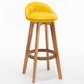 Nordic Wood Swivel Barstool Low Back Indoor Tall Stool with Upholstered Yellow 1 Piece Clearhalo 'Bar Furniture' 'Bar Stools' 'bar_stools' 'furn' 'furn_bar_stools' 'furniture_bar_stools' 'Kitchen & Dining Furniture' 'kitchen&dining_furn' 'kitchen' 'kitchen_furn' Furniture' 4289959