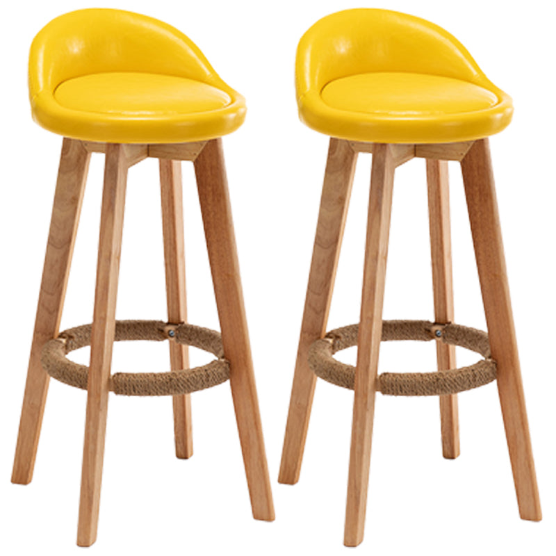 Nordic Wood Swivel Barstool Low Back Indoor Tall Stool with Upholstered Yellow 2 Piece Set Clearhalo 'Bar Furniture' 'Bar Stools' 'bar_stools' 'furn' 'furn_bar_stools' 'furniture_bar_stools' 'Kitchen & Dining Furniture' 'kitchen&dining_furn' 'kitchen' 'kitchen_furn' Furniture' 4289960