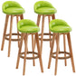 Nordic Wood Swivel Barstool Low Back Indoor Tall Stool with Upholstered Fluorescent Green 4 Piece Set Clearhalo 'Bar Furniture' 'Bar Stools' 'bar_stools' 'furn' 'furn_bar_stools' 'furniture_bar_stools' 'Kitchen & Dining Furniture' 'kitchen&dining_furn' 'kitchen' 'kitchen_furn' Furniture' 4289961