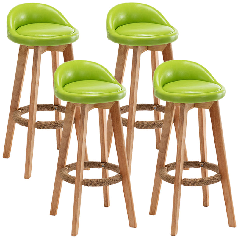 Nordic Wood Swivel Barstool Low Back Indoor Tall Stool with Upholstered Fluorescent Green 4 Piece Set Clearhalo 'Bar Furniture' 'Bar Stools' 'bar_stools' 'furn' 'furn_bar_stools' 'furniture_bar_stools' 'Kitchen & Dining Furniture' 'kitchen&dining_furn' 'kitchen' 'kitchen_furn' Furniture' 4289961