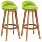 Nordic Wood Swivel Barstool Low Back Indoor Tall Stool with Upholstered Fluorescent Green 2 Piece Set Clearhalo 'Bar Furniture' 'Bar Stools' 'bar_stools' 'furn' 'furn_bar_stools' 'furniture_bar_stools' 'Kitchen & Dining Furniture' 'kitchen&dining_furn' 'kitchen' 'kitchen_furn' Furniture' 4289963