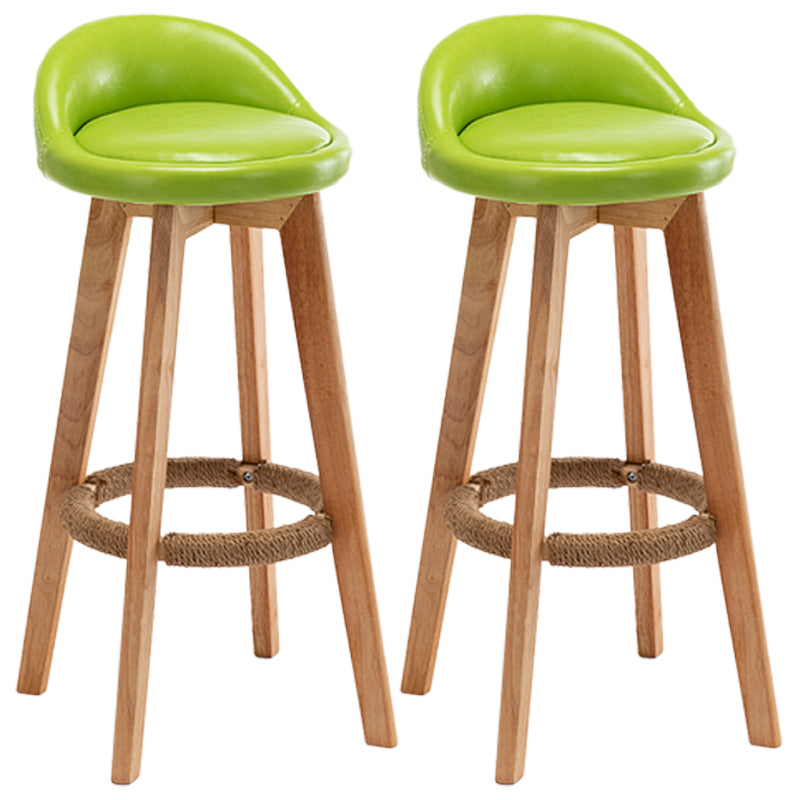 Nordic Wood Swivel Barstool Low Back Indoor Tall Stool with Upholstered Fluorescent Green 2 Piece Set Clearhalo 'Bar Furniture' 'Bar Stools' 'bar_stools' 'furn' 'furn_bar_stools' 'furniture_bar_stools' 'Kitchen & Dining Furniture' 'kitchen&dining_furn' 'kitchen' 'kitchen_furn' Furniture' 4289963