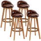 Nordic Wood Swivel Barstool Low Back Indoor Tall Stool with Upholstered Dark Coffee 4 Piece Set Clearhalo 'Bar Furniture' 'Bar Stools' 'bar_stools' 'furn' 'furn_bar_stools' 'furniture_bar_stools' 'Kitchen & Dining Furniture' 'kitchen&dining_furn' 'kitchen' 'kitchen_furn' Furniture' 4289964