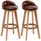 Nordic Wood Swivel Barstool Low Back Indoor Tall Stool with Upholstered Dark Coffee 2 Piece Set Clearhalo 'Bar Furniture' 'Bar Stools' 'bar_stools' 'furn' 'furn_bar_stools' 'furniture_bar_stools' 'Kitchen & Dining Furniture' 'kitchen&dining_furn' 'kitchen' 'kitchen_furn' Furniture' 4289966