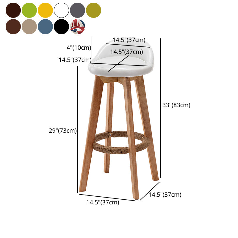 Nordic Wood Swivel Barstool Low Back Indoor Tall Stool with Upholstered Clearhalo 'Bar Furniture' 'Bar Stools' 'bar_stools' 'furn' 'furn_bar_stools' 'furniture_bar_stools' 'Kitchen & Dining Furniture' 'kitchen&dining_furn' 'kitchen' 'kitchen_furn' Furniture' 4289967