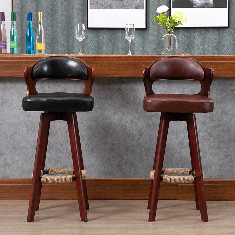Nordic Wood Low Back Barstool Swivel Indoor Tall Stool with Upholstered Clearhalo 'Bar Furniture' 'Bar Stools' 'bar_stools' 'furn' 'furn_bar_stools' 'furniture_bar_stools' 'Kitchen & Dining Furniture' 'kitchen&dining_furn' 'kitchen' 'kitchen_furn' Furniture' 4289968
