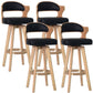 Nordic Wood Low Back Barstool Swivel Indoor Tall Stool with Upholstered Black 4 Piece Set Clearhalo 'Bar Furniture' 'Bar Stools' 'bar_stools' 'furn' 'furn_bar_stools' 'furniture_bar_stools' 'Kitchen & Dining Furniture' 'kitchen&dining_furn' 'kitchen' 'kitchen_furn' Furniture' 4289969