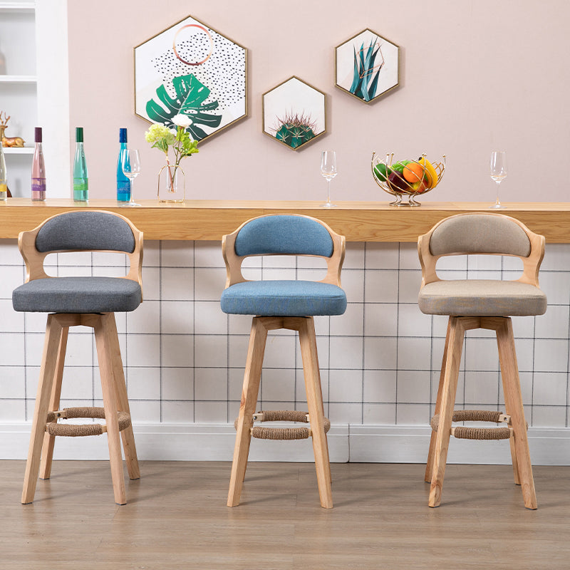 Nordic Wood Low Back Barstool Swivel Indoor Tall Stool with Upholstered Clearhalo 'Bar Furniture' 'Bar Stools' 'bar_stools' 'furn' 'furn_bar_stools' 'furniture_bar_stools' 'Kitchen & Dining Furniture' 'kitchen&dining_furn' 'kitchen' 'kitchen_furn' Furniture' 4289972