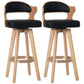 Nordic Wood Low Back Barstool Swivel Indoor Tall Stool with Upholstered Black 2 Piece Set Clearhalo 'Bar Furniture' 'Bar Stools' 'bar_stools' 'furn' 'furn_bar_stools' 'furniture_bar_stools' 'Kitchen & Dining Furniture' 'kitchen&dining_furn' 'kitchen' 'kitchen_furn' Furniture' 4289973