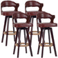 Nordic Wood Low Back Barstool Swivel Indoor Tall Stool with Upholstered Brown 4 Piece Set Clearhalo 'Bar Furniture' 'Bar Stools' 'bar_stools' 'furn' 'furn_bar_stools' 'furniture_bar_stools' 'Kitchen & Dining Furniture' 'kitchen&dining_furn' 'kitchen' 'kitchen_furn' Furniture' 4289975