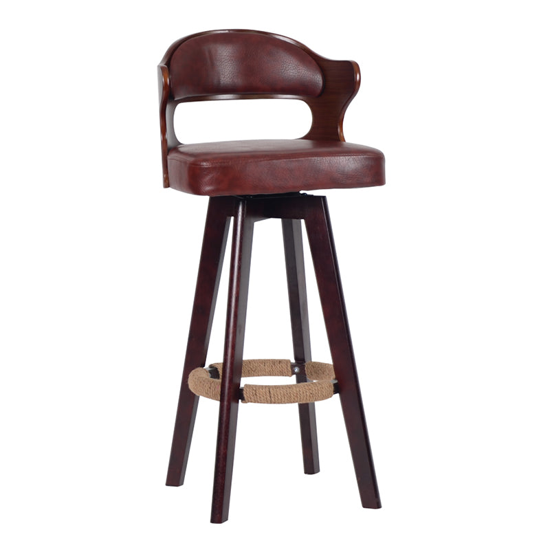 Nordic Wood Low Back Barstool Swivel Indoor Tall Stool with Upholstered Clearhalo 'Bar Furniture' 'Bar Stools' 'bar_stools' 'furn' 'furn_bar_stools' 'furniture_bar_stools' 'Kitchen & Dining Furniture' 'kitchen&dining_furn' 'kitchen' 'kitchen_furn' Furniture' 4289976