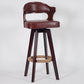 Nordic Wood Low Back Barstool Swivel Indoor Tall Stool with Upholstered Brown 1 Piece Clearhalo 'Bar Furniture' 'Bar Stools' 'bar_stools' 'furn' 'furn_bar_stools' 'furniture_bar_stools' 'Kitchen & Dining Furniture' 'kitchen&dining_furn' 'kitchen' 'kitchen_furn' Furniture' 4289977