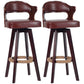 Nordic Wood Low Back Barstool Swivel Indoor Tall Stool with Upholstered Brown 2 Piece Set Clearhalo 'Bar Furniture' 'Bar Stools' 'bar_stools' 'furn' 'furn_bar_stools' 'furniture_bar_stools' 'Kitchen & Dining Furniture' 'kitchen&dining_furn' 'kitchen' 'kitchen_furn' Furniture' 4289978