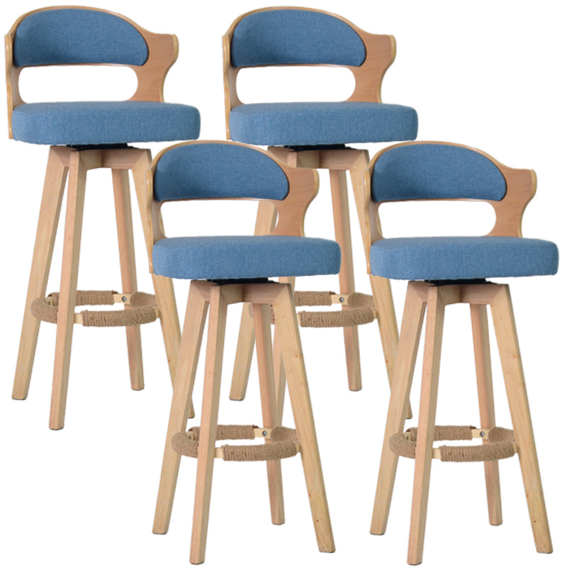 Nordic Wood Low Back Barstool Swivel Indoor Tall Stool with Upholstered Light Blue 4 Piece Set Clearhalo 'Bar Furniture' 'Bar Stools' 'bar_stools' 'furn' 'furn_bar_stools' 'furniture_bar_stools' 'Kitchen & Dining Furniture' 'kitchen&dining_furn' 'kitchen' 'kitchen_furn' Furniture' 4289981