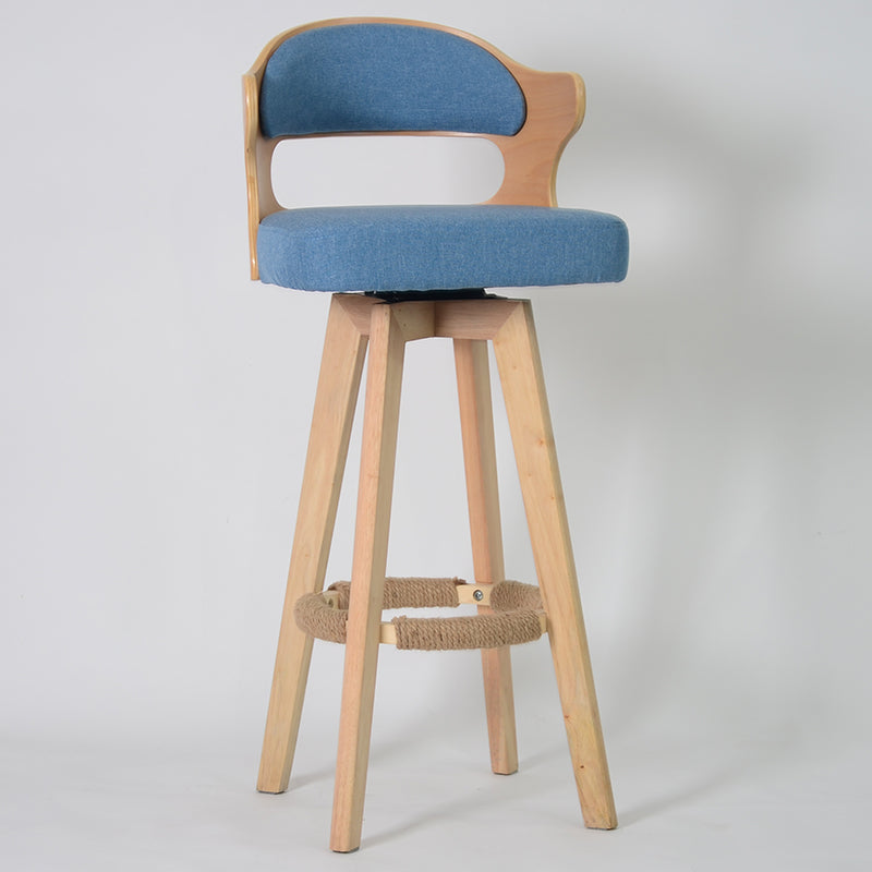 Nordic Wood Low Back Barstool Swivel Indoor Tall Stool with Upholstered Light Blue 1 Piece Clearhalo 'Bar Furniture' 'Bar Stools' 'bar_stools' 'furn' 'furn_bar_stools' 'furniture_bar_stools' 'Kitchen & Dining Furniture' 'kitchen&dining_furn' 'kitchen' 'kitchen_furn' Furniture' 4289982