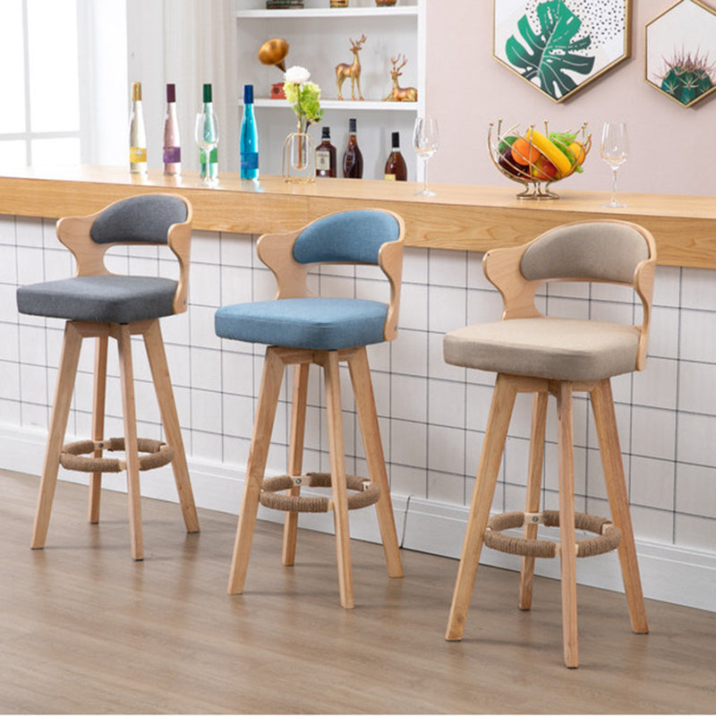 Nordic Wood Low Back Barstool Swivel Indoor Tall Stool with Upholstered Clearhalo 'Bar Furniture' 'Bar Stools' 'bar_stools' 'furn' 'furn_bar_stools' 'furniture_bar_stools' 'Kitchen & Dining Furniture' 'kitchen&dining_furn' 'kitchen' 'kitchen_furn' Furniture' 4289984
