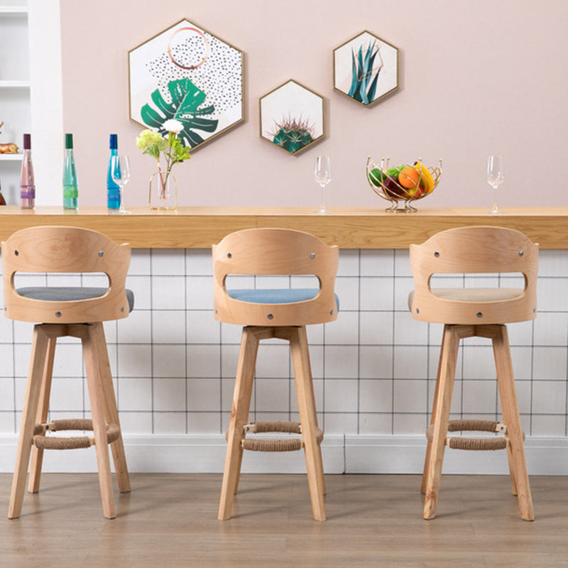 Nordic Wood Low Back Barstool Swivel Indoor Tall Stool with Upholstered Clearhalo 'Bar Furniture' 'Bar Stools' 'bar_stools' 'furn' 'furn_bar_stools' 'furniture_bar_stools' 'Kitchen & Dining Furniture' 'kitchen&dining_furn' 'kitchen' 'kitchen_furn' Furniture' 4289989