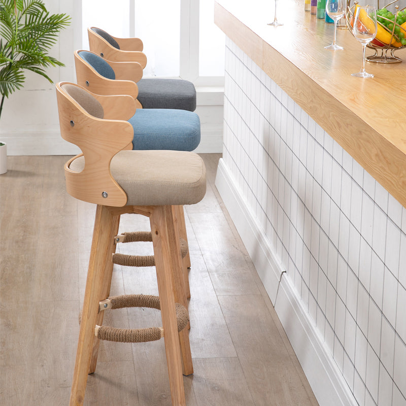 Nordic Wood Low Back Barstool Swivel Indoor Tall Stool with Upholstered Clearhalo 'Bar Furniture' 'Bar Stools' 'bar_stools' 'furn' 'furn_bar_stools' 'furniture_bar_stools' 'Kitchen & Dining Furniture' 'kitchen&dining_furn' 'kitchen' 'kitchen_furn' Furniture' 4289992