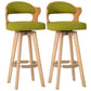 Nordic Wood Low Back Barstool Swivel Indoor Tall Stool with Upholstered Green 2 Piece Set Clearhalo 'Bar Furniture' 'Bar Stools' 'bar_stools' 'furn' 'furn_bar_stools' 'furniture_bar_stools' 'Kitchen & Dining Furniture' 'kitchen&dining_furn' 'kitchen' 'kitchen_furn' Furniture' 4289995