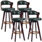 Nordic Wood Low Back Barstool Swivel Indoor Tall Stool with Upholstered Blackish Green 4 Piece Set Clearhalo 'Bar Furniture' 'Bar Stools' 'bar_stools' 'furn' 'furn_bar_stools' 'furniture_bar_stools' 'Kitchen & Dining Furniture' 'kitchen&dining_furn' 'kitchen' 'kitchen_furn' Furniture' 4289996