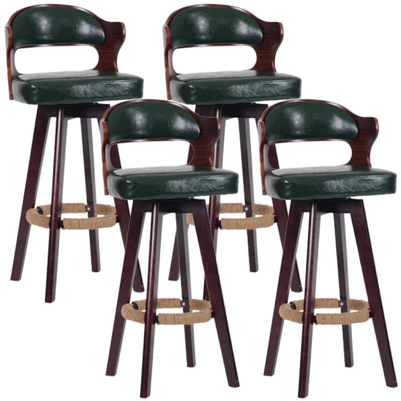 Nordic Wood Low Back Barstool Swivel Indoor Tall Stool with Upholstered Blackish Green 4 Piece Set Clearhalo 'Bar Furniture' 'Bar Stools' 'bar_stools' 'furn' 'furn_bar_stools' 'furniture_bar_stools' 'Kitchen & Dining Furniture' 'kitchen&dining_furn' 'kitchen' 'kitchen_furn' Furniture' 4289996