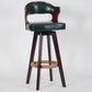 Nordic Wood Low Back Barstool Swivel Indoor Tall Stool with Upholstered Blackish Green 1 Piece Clearhalo 'Bar Furniture' 'Bar Stools' 'bar_stools' 'furn' 'furn_bar_stools' 'furniture_bar_stools' 'Kitchen & Dining Furniture' 'kitchen&dining_furn' 'kitchen' 'kitchen_furn' Furniture' 4289997