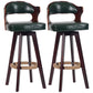 Nordic Wood Low Back Barstool Swivel Indoor Tall Stool with Upholstered Blackish Green 2 Piece Set Clearhalo 'Bar Furniture' 'Bar Stools' 'bar_stools' 'furn' 'furn_bar_stools' 'furniture_bar_stools' 'Kitchen & Dining Furniture' 'kitchen&dining_furn' 'kitchen' 'kitchen_furn' Furniture' 4289998