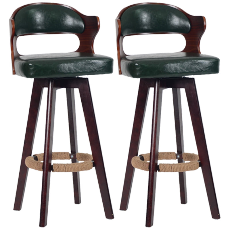 Nordic Wood Low Back Barstool Swivel Indoor Tall Stool with Upholstered Blackish Green 2 Piece Set Clearhalo 'Bar Furniture' 'Bar Stools' 'bar_stools' 'furn' 'furn_bar_stools' 'furniture_bar_stools' 'Kitchen & Dining Furniture' 'kitchen&dining_furn' 'kitchen' 'kitchen_furn' Furniture' 4289998
