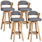 Nordic Wood Low Back Barstool Swivel Indoor Tall Stool with Upholstered Grey 4 Piece Set Clearhalo 'Bar Furniture' 'Bar Stools' 'bar_stools' 'furn' 'furn_bar_stools' 'furniture_bar_stools' 'Kitchen & Dining Furniture' 'kitchen&dining_furn' 'kitchen' 'kitchen_furn' Furniture' 4289999