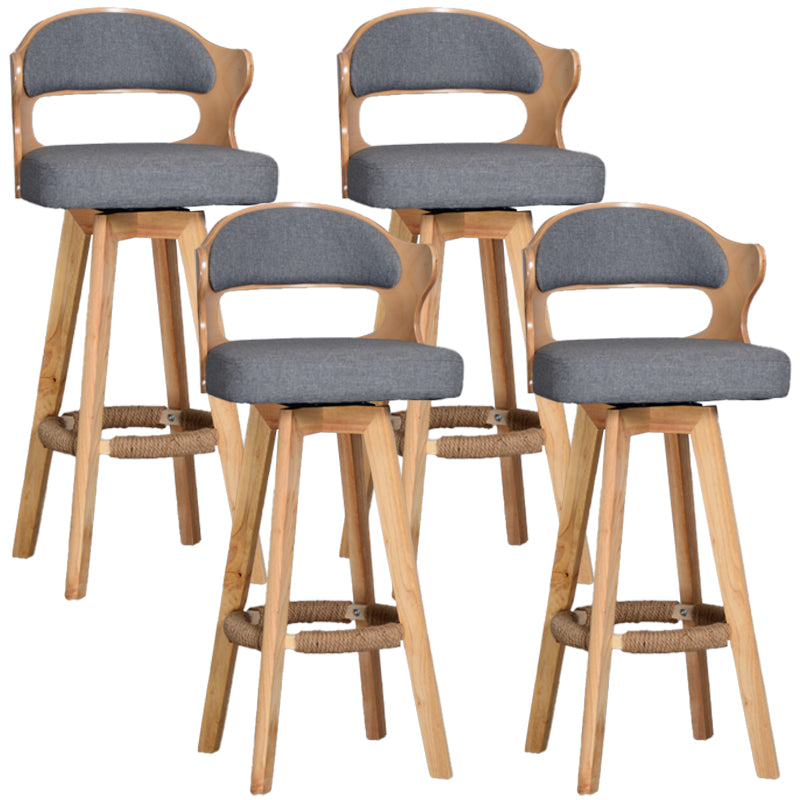 Nordic Wood Low Back Barstool Swivel Indoor Tall Stool with Upholstered Grey 4 Piece Set Clearhalo 'Bar Furniture' 'Bar Stools' 'bar_stools' 'furn' 'furn_bar_stools' 'furniture_bar_stools' 'Kitchen & Dining Furniture' 'kitchen&dining_furn' 'kitchen' 'kitchen_furn' Furniture' 4289999