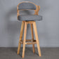 Nordic Wood Low Back Barstool Swivel Indoor Tall Stool with Upholstered Grey 1 Piece Clearhalo 'Bar Furniture' 'Bar Stools' 'bar_stools' 'furn' 'furn_bar_stools' 'furniture_bar_stools' 'Kitchen & Dining Furniture' 'kitchen&dining_furn' 'kitchen' 'kitchen_furn' Furniture' 4290000