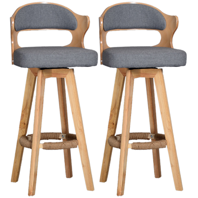 Nordic Wood Low Back Barstool Swivel Indoor Tall Stool with Upholstered Grey 2 Piece Set Clearhalo 'Bar Furniture' 'Bar Stools' 'bar_stools' 'furn' 'furn_bar_stools' 'furniture_bar_stools' 'Kitchen & Dining Furniture' 'kitchen&dining_furn' 'kitchen' 'kitchen_furn' Furniture' 4290001
