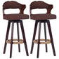 Nordic Wood Low Back Barstool Swivel Indoor Tall Stool with Upholstered Dark Coffee 2 Piece Set Clearhalo 'Bar Furniture' 'Bar Stools' 'bar_stools' 'furn' 'furn_bar_stools' 'furniture_bar_stools' 'Kitchen & Dining Furniture' 'kitchen&dining_furn' 'kitchen' 'kitchen_furn' Furniture' 4290004
