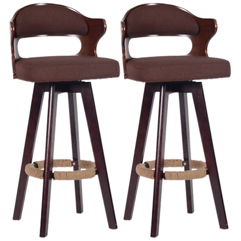 Nordic Wood Low Back Barstool Swivel Indoor Tall Stool with Upholstered Dark Coffee 2 Piece Set Clearhalo 'Bar Furniture' 'Bar Stools' 'bar_stools' 'furn' 'furn_bar_stools' 'furniture_bar_stools' 'Kitchen & Dining Furniture' 'kitchen&dining_furn' 'kitchen' 'kitchen_furn' Furniture' 4290004