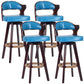 Nordic Wood Low Back Barstool Swivel Indoor Tall Stool with Upholstered Blue 4 Piece Set Clearhalo 'Bar Furniture' 'Bar Stools' 'bar_stools' 'furn' 'furn_bar_stools' 'furniture_bar_stools' 'Kitchen & Dining Furniture' 'kitchen&dining_furn' 'kitchen' 'kitchen_furn' Furniture' 4290005
