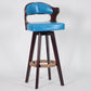Nordic Wood Low Back Barstool Swivel Indoor Tall Stool with Upholstered Blue 1 Piece Clearhalo 'Bar Furniture' 'Bar Stools' 'bar_stools' 'furn' 'furn_bar_stools' 'furniture_bar_stools' 'Kitchen & Dining Furniture' 'kitchen&dining_furn' 'kitchen' 'kitchen_furn' Furniture' 4290006