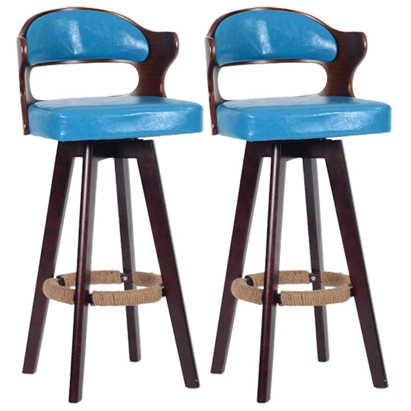 Nordic Wood Low Back Barstool Swivel Indoor Tall Stool with Upholstered Blue 2 Piece Set Clearhalo 'Bar Furniture' 'Bar Stools' 'bar_stools' 'furn' 'furn_bar_stools' 'furniture_bar_stools' 'Kitchen & Dining Furniture' 'kitchen&dining_furn' 'kitchen' 'kitchen_furn' Furniture' 4290007