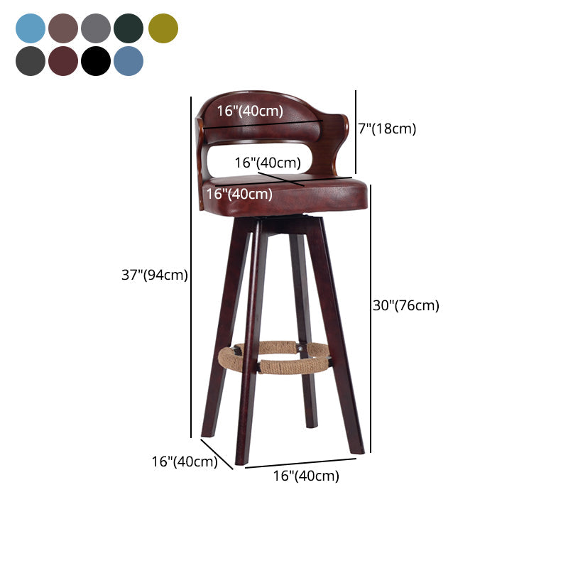 Nordic Wood Low Back Barstool Swivel Indoor Tall Stool with Upholstered Clearhalo 'Bar Furniture' 'Bar Stools' 'bar_stools' 'furn' 'furn_bar_stools' 'furniture_bar_stools' 'Kitchen & Dining Furniture' 'kitchen&dining_furn' 'kitchen' 'kitchen_furn' Furniture' 4290008