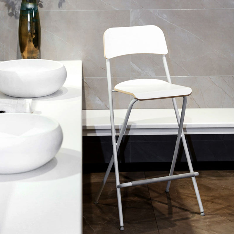 Nordic Steel Simple Folding Barstool 29" H Birch Tall Stool, 1 Piece White Clearhalo 'Bar Furniture' 'Bar Stools' 'bar_stools' 'furn' 'furn_bar_stools' 'furniture_bar_stools' 'Kitchen & Dining Furniture' 'kitchen&dining_furn' 'kitchen' 'kitchen_furn' Furniture' 4290037