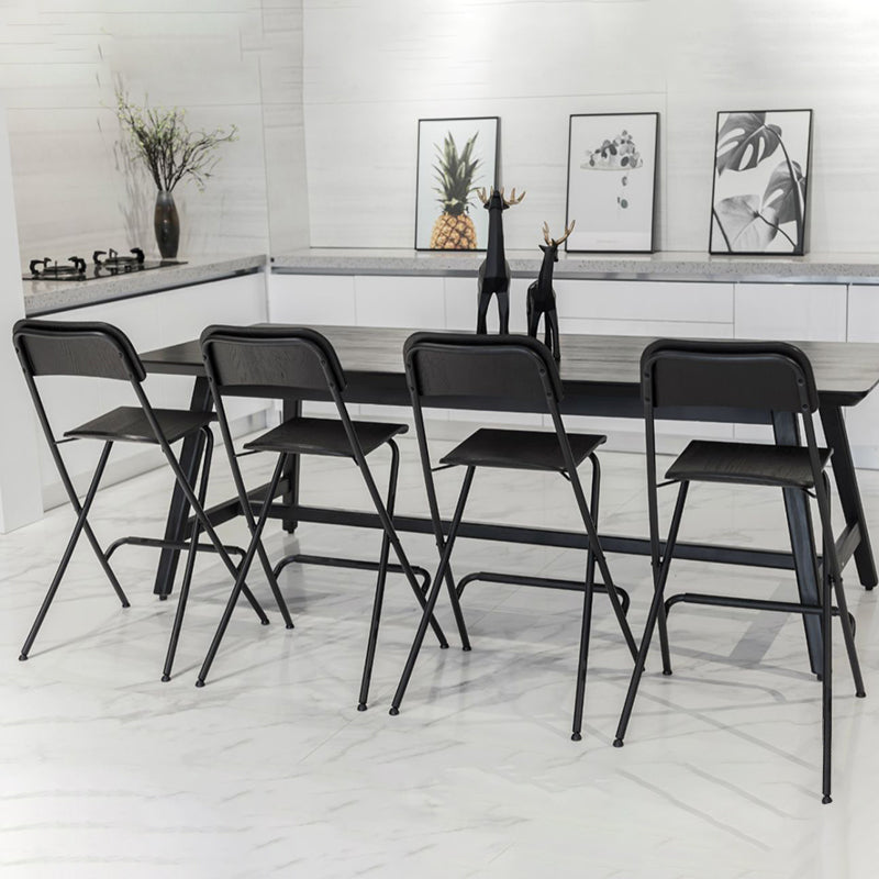 Nordic Steel Simple Folding Barstool 29" H Birch Tall Stool, 1 Piece Clearhalo 'Bar Furniture' 'Bar Stools' 'bar_stools' 'furn' 'furn_bar_stools' 'furniture_bar_stools' 'Kitchen & Dining Furniture' 'kitchen&dining_furn' 'kitchen' 'kitchen_furn' Furniture' 4290048
