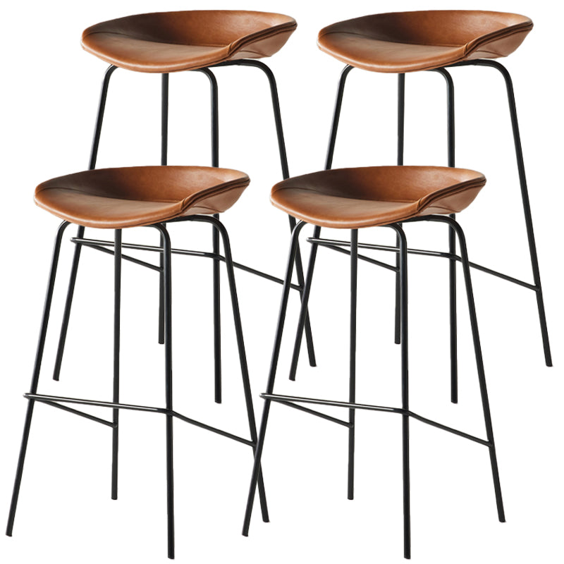 Scandinavian Metal Black Counter Stools Bucket Seat Bar Stools with Footrest Orange 4 Piece Set Clearhalo 'Bar Furniture' 'Bar Stools' 'bar_stools' 'furn' 'furn_bar_stools' 'furniture_bar_stools' 'Kitchen & Dining Furniture' 'kitchen&dining_furn' 'kitchen' 'kitchen_furn' Furniture' 4290059