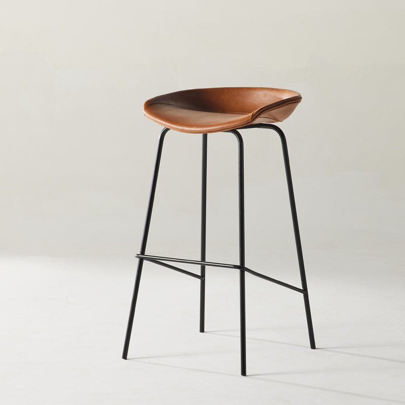Scandinavian Metal Black Counter Stools Bucket Seat Bar Stools with Footrest Orange 1 Piece Clearhalo 'Bar Furniture' 'Bar Stools' 'bar_stools' 'furn' 'furn_bar_stools' 'furniture_bar_stools' 'Kitchen & Dining Furniture' 'kitchen&dining_furn' 'kitchen' 'kitchen_furn' Furniture' 4290061