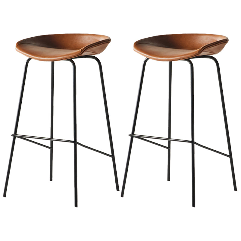 Scandinavian Metal Black Counter Stools Bucket Seat Bar Stools with Footrest Orange 2 Piece Set Clearhalo 'Bar Furniture' 'Bar Stools' 'bar_stools' 'furn' 'furn_bar_stools' 'furniture_bar_stools' 'Kitchen & Dining Furniture' 'kitchen&dining_furn' 'kitchen' 'kitchen_furn' Furniture' 4290063