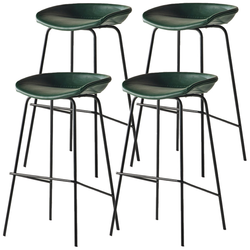 Scandinavian Metal Black Counter Stools Bucket Seat Bar Stools with Footrest Blackish Green 4 Piece Set Clearhalo 'Bar Furniture' 'Bar Stools' 'bar_stools' 'furn' 'furn_bar_stools' 'furniture_bar_stools' 'Kitchen & Dining Furniture' 'kitchen&dining_furn' 'kitchen' 'kitchen_furn' Furniture' 4290070