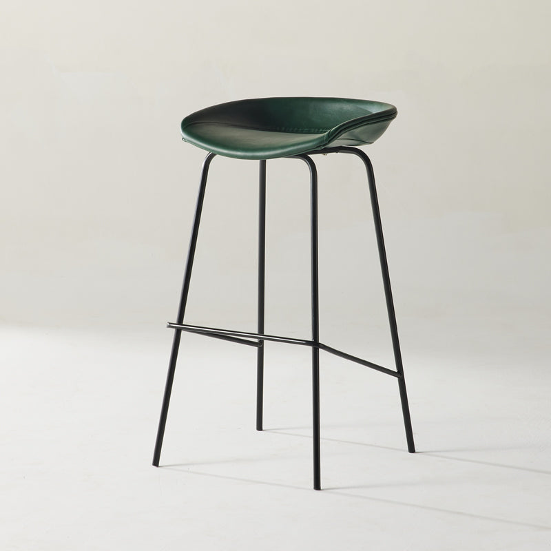 Scandinavian Metal Black Counter Stools Bucket Seat Bar Stools with Footrest Blackish Green 1 Piece Clearhalo 'Bar Furniture' 'Bar Stools' 'bar_stools' 'furn' 'furn_bar_stools' 'furniture_bar_stools' 'Kitchen & Dining Furniture' 'kitchen&dining_furn' 'kitchen' 'kitchen_furn' Furniture' 4290071