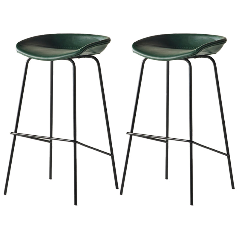 Scandinavian Metal Black Counter Stools Bucket Seat Bar Stools with Footrest Blackish Green 2 Piece Set Clearhalo 'Bar Furniture' 'Bar Stools' 'bar_stools' 'furn' 'furn_bar_stools' 'furniture_bar_stools' 'Kitchen & Dining Furniture' 'kitchen&dining_furn' 'kitchen' 'kitchen_furn' Furniture' 4290072