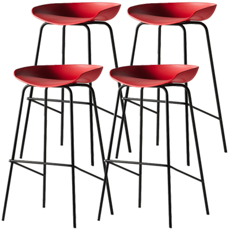 Scandinavian Metal Black Counter Stools Bucket Seat Bar Stools with Footrest Red 4 Piece Set Clearhalo 'Bar Furniture' 'Bar Stools' 'bar_stools' 'furn' 'furn_bar_stools' 'furniture_bar_stools' 'Kitchen & Dining Furniture' 'kitchen&dining_furn' 'kitchen' 'kitchen_furn' Furniture' 4290073